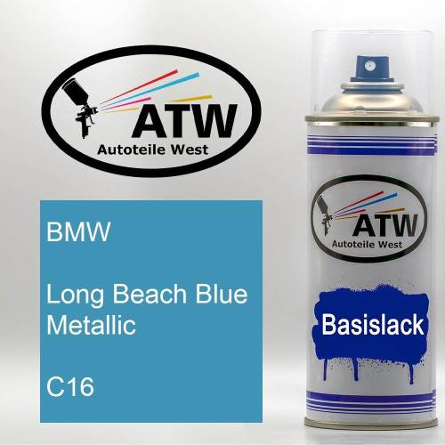 BMW, Long Beach Blue Metallic, C16: 400ml Sprühdose, von ATW Autoteile West.